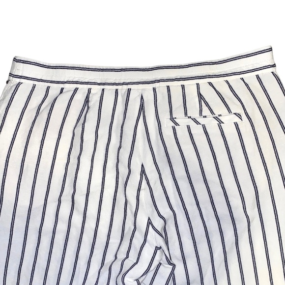 J JILL ☆ Linen / Rayon Wide Leg Pants ☆ White w/ Navy Blue Stripe ☆ Size 10 - Picture 5 of 7